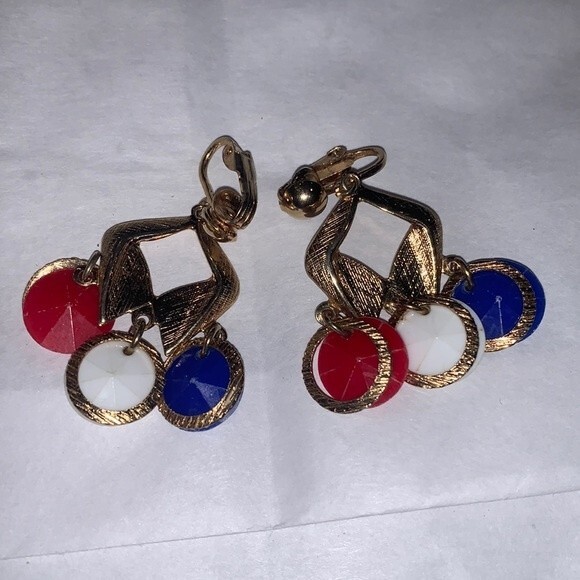 Vintage Patriotic 4th July Clip Earrings - Picture 1 of 3